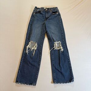 Daze Distressed Straight Leg Jeans Size 24 High Rise